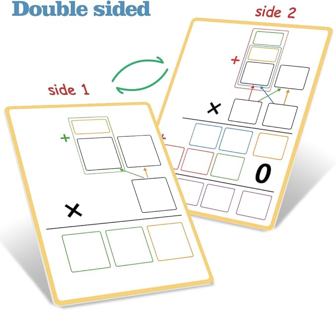Lachilly Double Sided Dry Erase Handwriting Practice Board Multiplication and Division Board, 2-Digit Multiplication, Long Division, Home School Classroom Students Math Manipulatives Teaching Aids