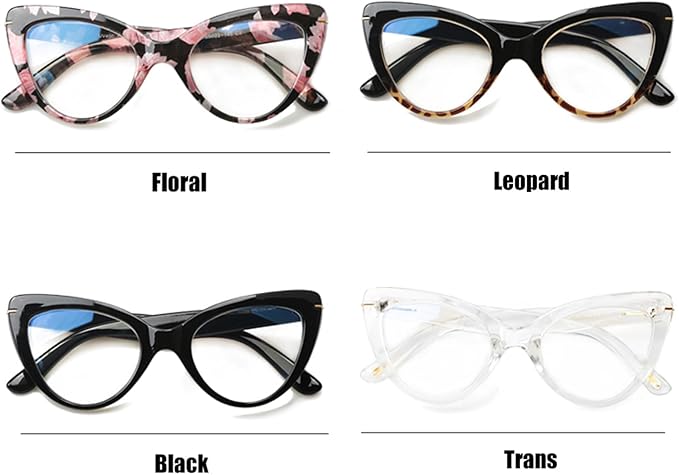 Cat Eye Reading Glasses for Women,Fashion Oversized Ladies Readers(2 Mixed Color,1.50)