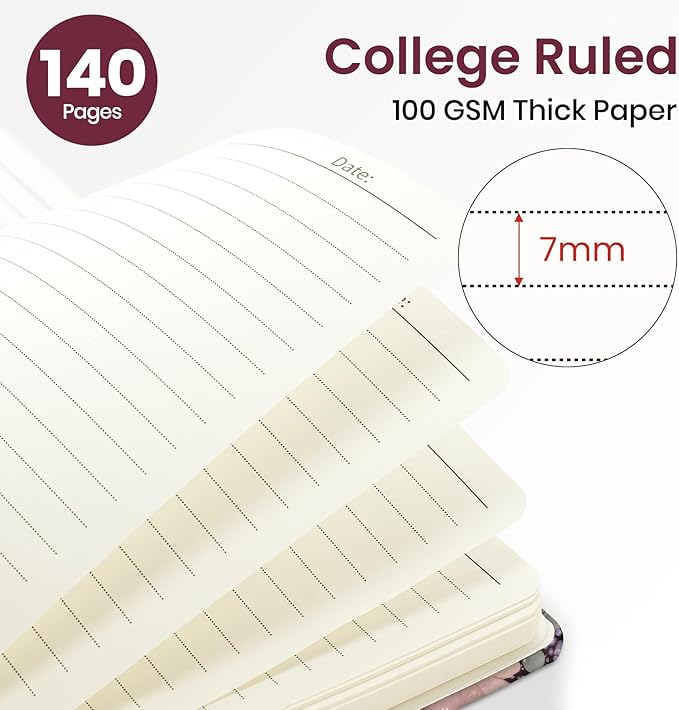 ZOTIA Lined Spiral Journal Notebook for Women, A5 College Ruled Journals for Writing, Hardcover Notebooks for Work, Note taking and Office School Supplies,140 Pages - Lineage Flora