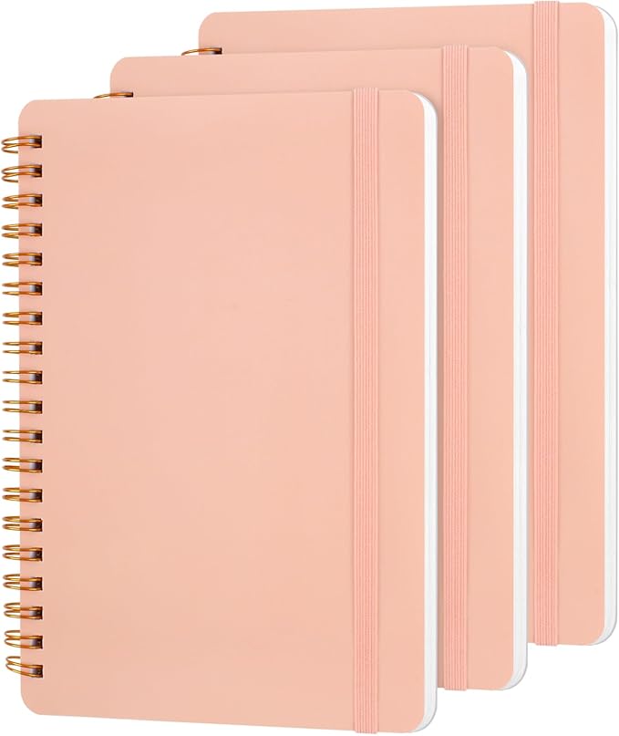 Utron 3 PCS Small Spiral Notebook 5x7, Notebooks for Note Taking, Pink Spiral Journal Notebook, Work Notebook Small Notebooks 5x7 with Strap, Cute Notebooks for Women 70 Sheets/Note Books