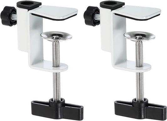 PATIKIL 0.49" Hole Dia. Desk Clamp, 2 Pcs Universal C-Clamp Base with Adjustable Screw for Microphone Mic Arm Table Lamp Mount Holder, White