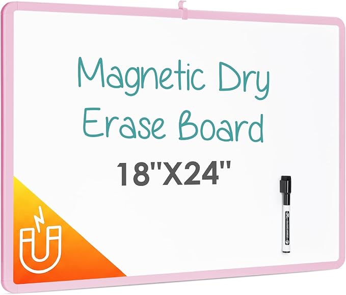 Mr. Pen- Magnetic Whiteboard Dry Erase, 18x24 Inches, Dry Erase Board with Black Fine Point Marker, Magnetic White Board for Students, Home, Office and Classroom