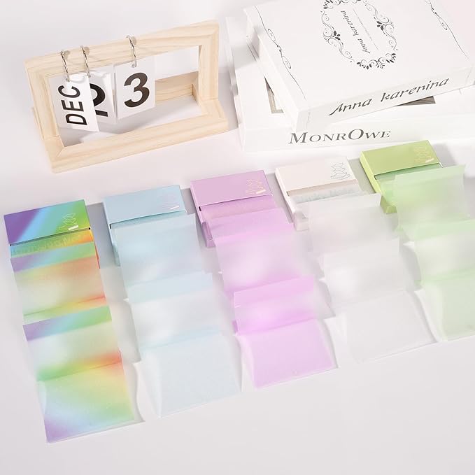 100 Sheets Transparent Sticky Notes 3x3 Inch, Pull-Out Design Pop-Up Self-Stick-Notes, Cute Clear See Through, Waterproof, Easy to Post It for Office, Home, Notebook, Meeting, Reusable（Purple）