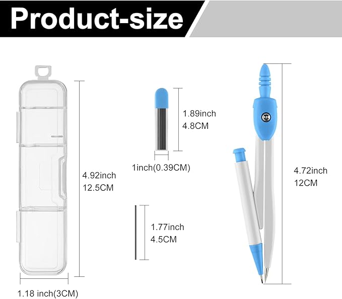 50 Packs Basic Geometry Compass In Bulk,Mechanical Pencil Desiged with Etra Lead,Student Drawing Tools Compass Math Compass Set (Colorful)