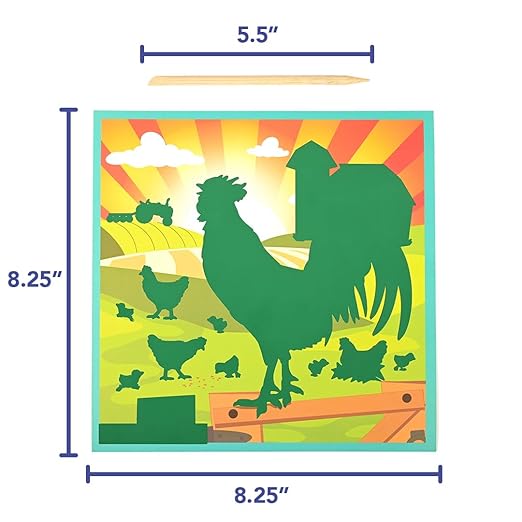 READY 2 LEARN Magic Scratch Paper - Farm - 10 Vibrant Scenes - Scratch Art for Kids - Reveal Colorful, Farmland Designs