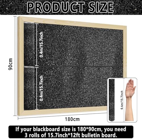 Glitter Black Bulletin Board Roll Non-Woven Fabric Poster 15.7" x 12 Ft