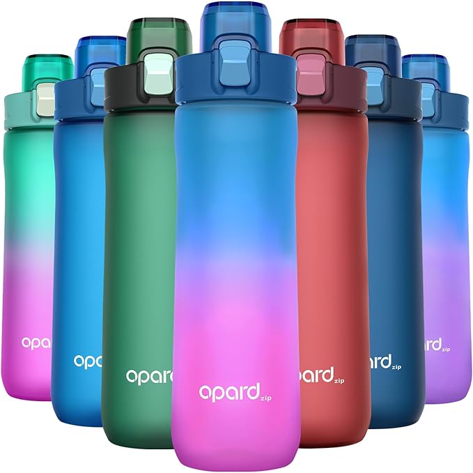 Opard Zip 20oz Plastic Water Bottle Dishwasher Safe, Leakproof Flip-Top Lid, BPA Free Tritan, Wide Mouth Reusable Kids Water Bottle for School Hiking Commuting Outdoor Travel and Gym