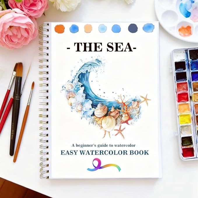 Watercolor Workbooks Coloring Book Easy Nature Scenes Beginner Friendly Watercolor Painting Set Art Crafts Painting Kit for Creative Exploration Gift for Adults (Christmas, Without Palette)