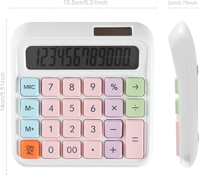 Large Computer Electronic Calculator Counter Solar & Battery Power 12 Digit Display Multi-Functional Big Button for Business Office School Calculating (HY-2688)