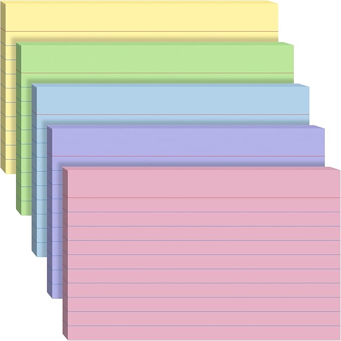Index Cards 5x8, 100 Sheets, Ruled Color Flash Cards for Effective Studying and Note-Taking, Premium Note Cards, Essential School Supplies for College & Office, Home Organization & Study Supplies
