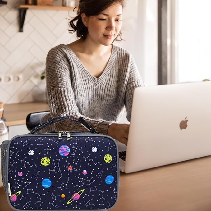 GYEUKHAM Insulated Lunch Box for School, Thermal Reusable Durable Freezable Lunch Bags for Kids Boys Girls Men Women - Small Soft Cooler Portable Lunch Tote Kit for Work Picnic Travel,Constellation