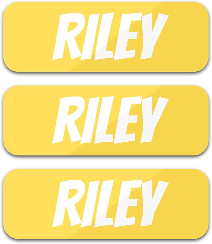 Custom Name Labels for Kids (120 Labels) Personalized Waterproof Clothing Stickers for Daycare, Camp or School - Name Stickers for Bottles, Jackets, Backpacks, Shoes and School (Golden Sun)