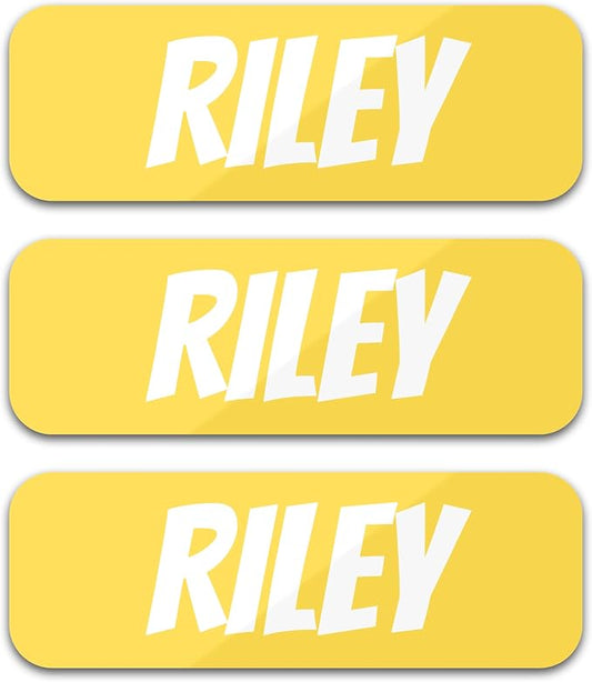 Custom Name Labels for Kids (120 Labels) Personalized Waterproof Clothing Stickers for Daycare, Camp or School - Name Stickers for Bottles, Jackets, Backpacks, Shoes and School (Golden Sun)