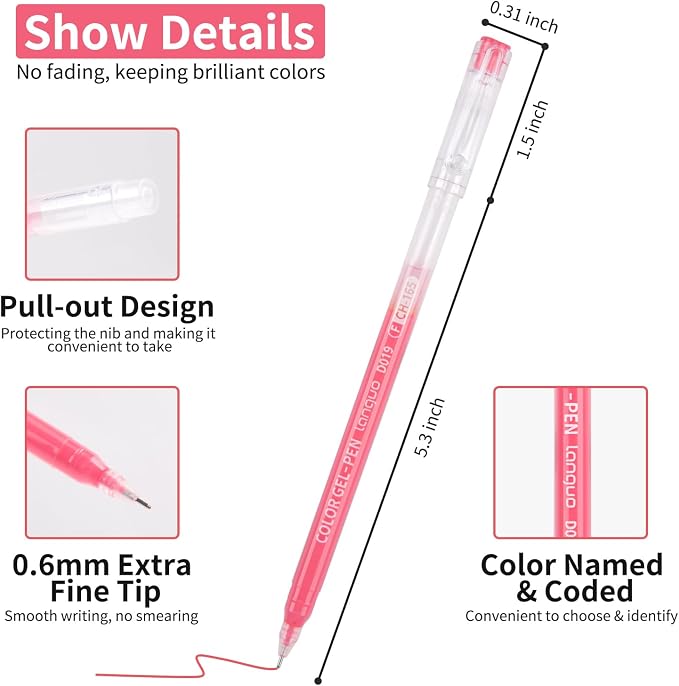 Gel Pens For Coloring,99 Pack Colored Pen for Black&White Paper,0.6MM Point