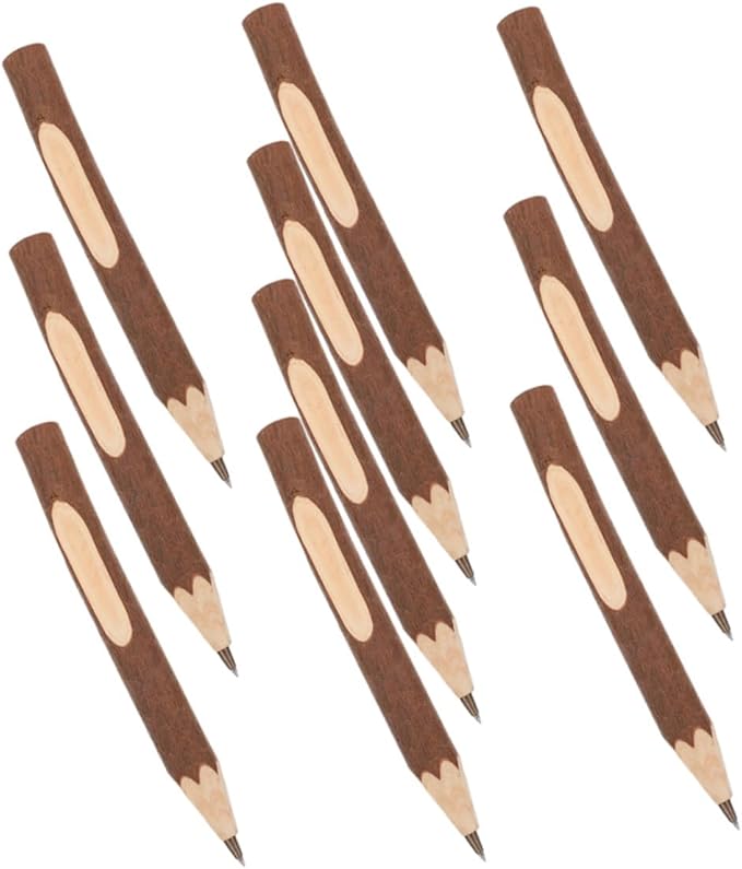 COHEALI Wood Ballpoint Pens 10pcs 17cm Tree Bark Small Writing Pens Portable Comfortable Grip Natural Biodegradable Office School Supplies