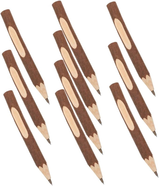 COHEALI Wood Ballpoint Pens 10pcs 17cm Tree Bark Small Writing Pens Portable Comfortable Grip Natural Biodegradable Office School Supplies