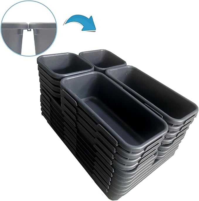 Kutesna 25 PCS Interlocking Desk Drawer Organizer Separator for Office,Bathroom,Kitchen,Makeup,Tool（4 Sizes）