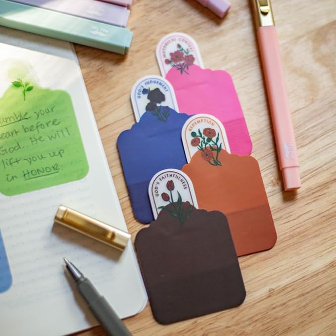 Mr. Pen- Plastic Transparent Bible Sticky Notes, 10 Pads, 200 Sheets, Botanical Design, Bible Journaling Supplies, Plastic Sticky Notes, Water Resistant, Easy Peel, Removable, Bible Study Essentials