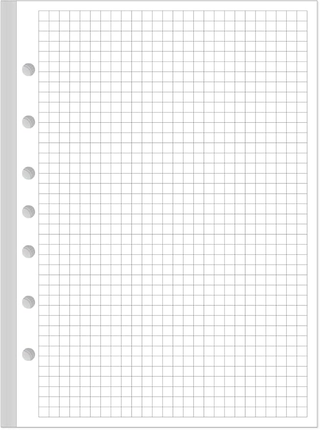 A5 Grid Refill Paper, 7-Hole Graph Paper, 100Sheets / 200Pages Loose-Leaf Grid Paper, 100gsm White Paper, 5.8" x 8.3 "