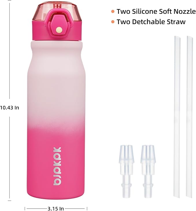 BJPKPK Insulated Water Bottle 25oz Stainless Steel Water Bottles with Straw and Carry Handle Double Wall Metal Thermal Flask
