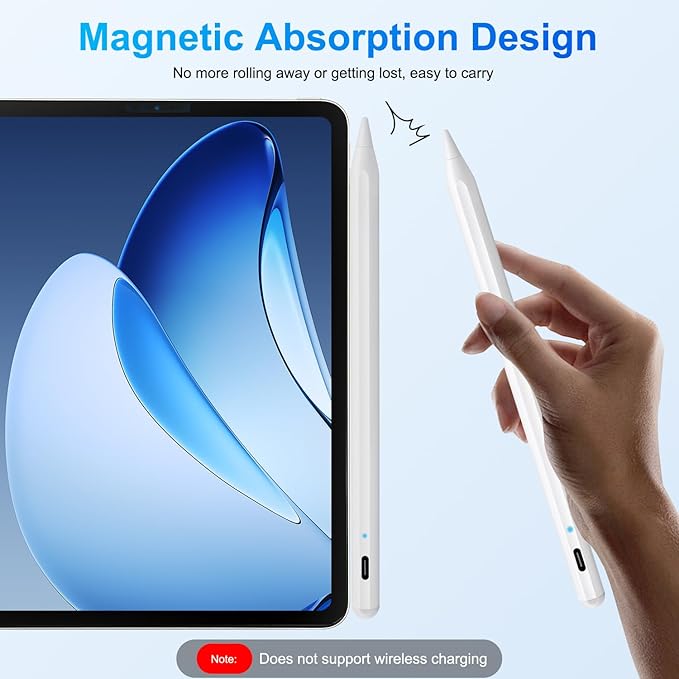 2 Pack Stylus Pen for iPad: Fast Charge for iPad Pencil Apple Pen with Palm Rejection Tilt Sensitivity - Pen for iPad 10/9/8/7/6, iPad Pro 12.9"/11"/13" M4, iPad mini 6/5, iPad Air 5/4/3/11"-13" M2