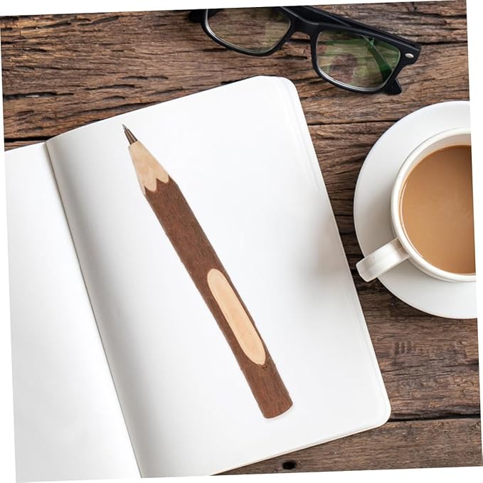 FUOYLOO Wood Ballpoint Pens 17cm Tree Bark Texture 10pcs Multi-function Writing Supply Portable Eco-friendly Biodegradable Office and School Use