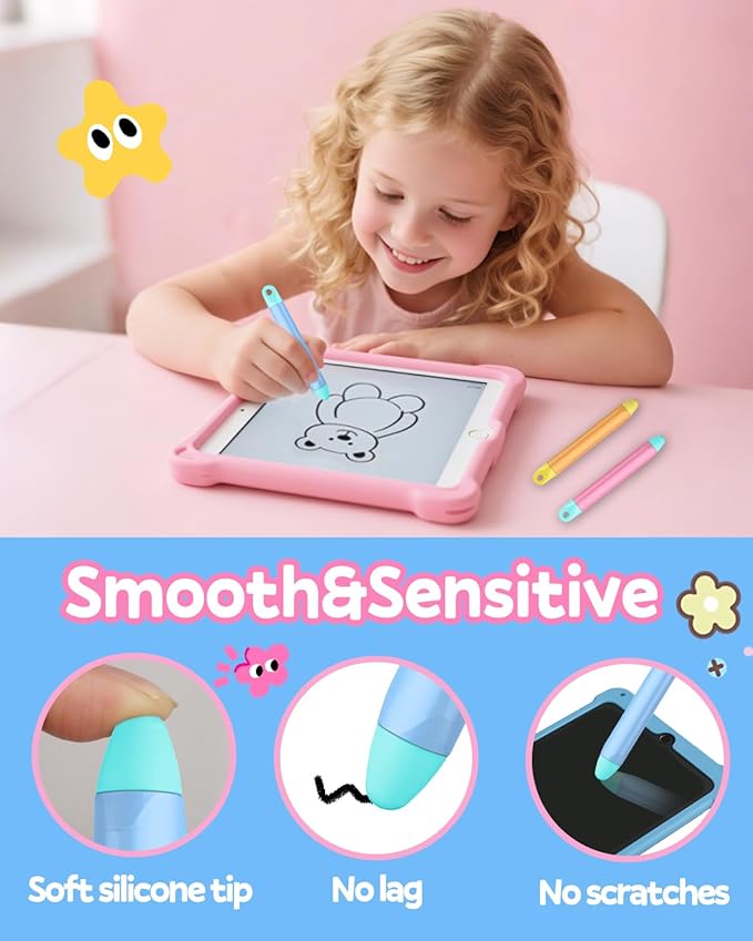 Kid-Friendly Stylus Pen with Tethers for Touch Screens, 3 Pack Kids Tablet Stylus for iPad, iPhone, Fire Tablet, Fire Kids, Samsung Tablets and All Touch Screen Devices, Safe Stylus Pen for Kids