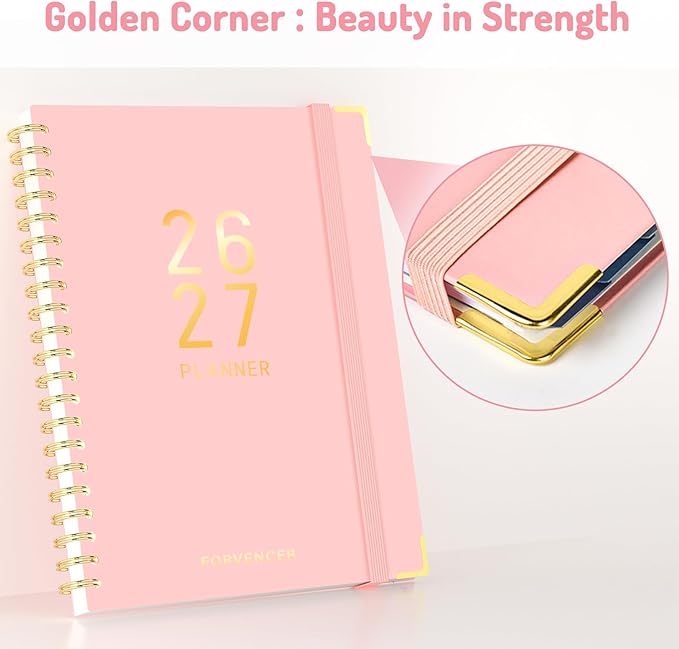 Jul 2026 - Dec 2027 Planner, Forvencer 18 Month Academic Planner 2026-2027, 6.3" x 8.4", Calendar Planner Weekly and Monthly, Daily Agenda Book, School Supplies for Student Teacher, A5, Dark Green