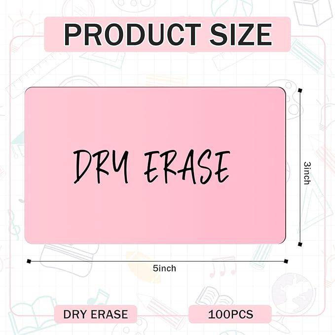 Harloon 100 Pcs Dry Erase Index Cards 3 x 5 Inch Laminated Reusable Dry Erase Note Cards Sheets for Office Home Housework to Do Lis (Candy Color)