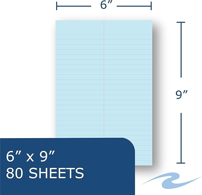 ROARING SPRING Enviroshades Colored Steno Books, 24 Pack of Memo Pads, Recycled Blue Paper, 6" x 9", 80 Sheets, Gregg Ruled, Perforated, Wirebound, Heavy Chipboard Back