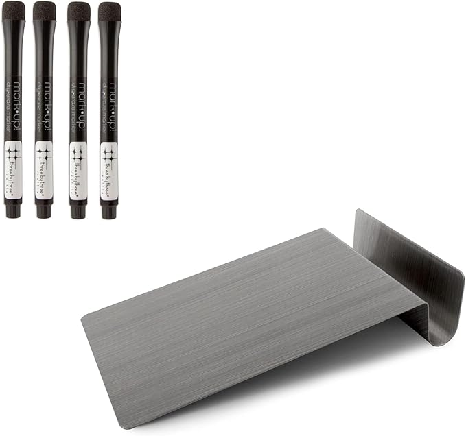 Three by Three Seattle Desktop to-Do Board: Conquer Chaos with Our Sleek 5.5 x 9 Inch Desk Organizer, Includes 4 Markers (Stainless Steel Board)