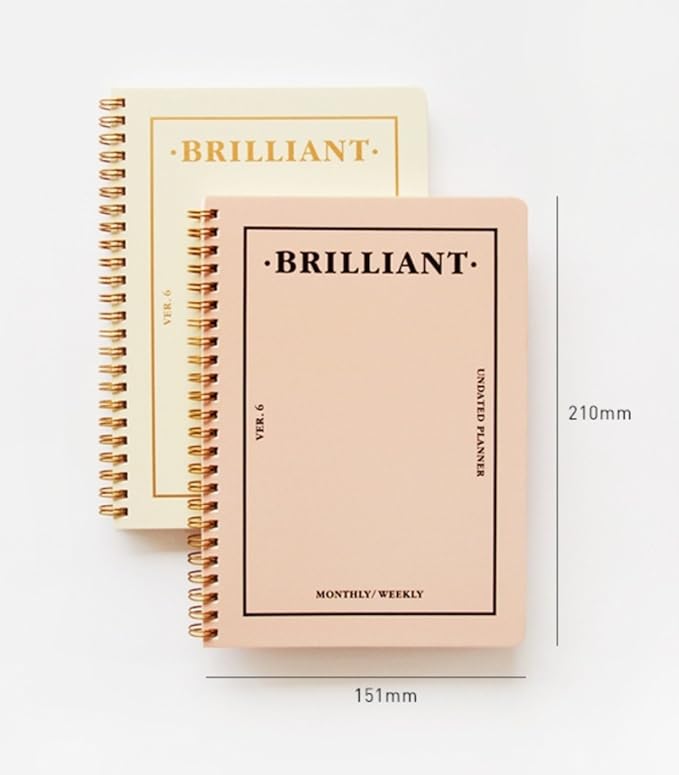 PAPERIAN Brilliant Monthly & Weekly Planner - Wirebound Undated Monthly &Weekly Planner Book Scheduler Diary (Shell Pink)