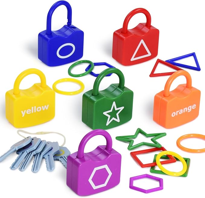 Montessori Toys for 3 Year Old, Lock and Key Toy for Toddler, Color and Shape Matching Game for Preschool Learning Kindergarten Activities