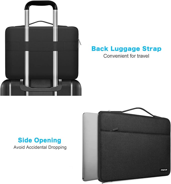 MOSISO 360 Protective Laptop Sleeve Compatible with MacBook Air/Pro, 13-13.3 inch Notebook, Compatible with MacBook Pro 14 inch M4 M3 M2 M1 Pro Max 2024-2021, Polyester Bag with Belt, Black