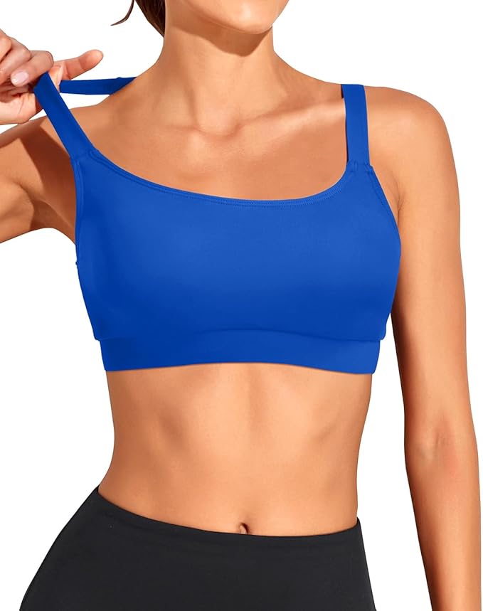 Tempt Me Women Sports Bra Bikini Tops Scoop Neck Bathing Suits Top Padded Swim Crop Tops Only