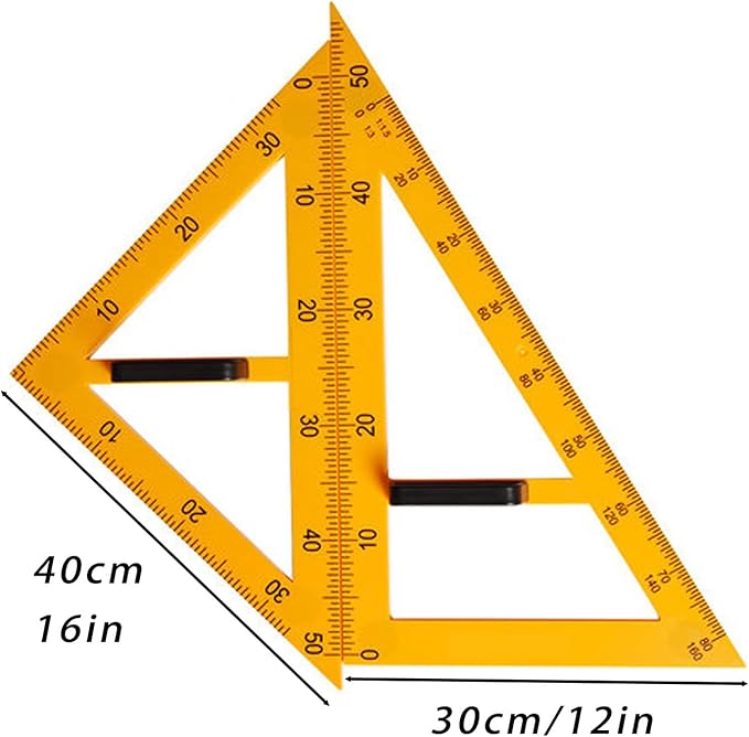 Magnetic Geometry Set on Whiteboard Math Classroom Large Protractor Triangle Ruler Plate Set Compass Drawing Tools for Teacher (4 Pieces)