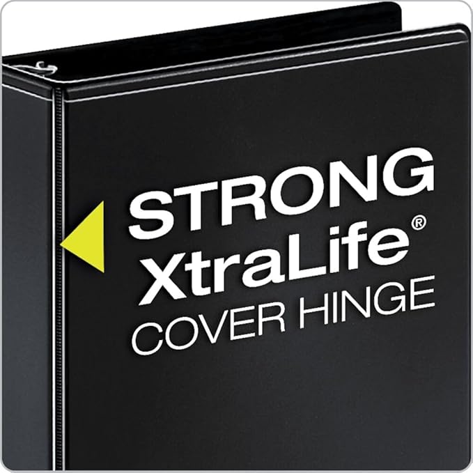 Cardinal 3 Ring Binder, 5/8 Inch Performer ClearVue Binder, Round Rings, 125-Sheet Capacity, Customizable ClearVue Covers, PVC-Free, Black (67125)