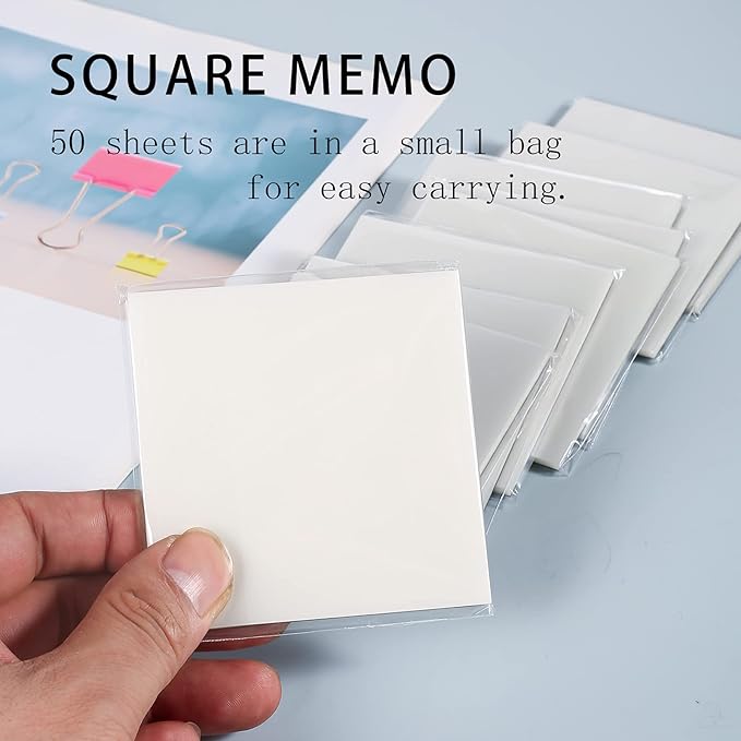 Transparent Sticky Notes,3x3 Inch Clear Sticky Notes,Waterproof White Bible Sticky Note,Transparent Stickers for School Supplies College(10 Packs,500 Sheets)