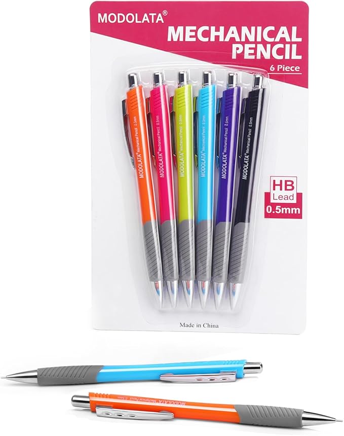 0.5MM Mechanical Pencil Set, Lead Pencils 0.5mm for Student and Artist Drawing, Sketching, Drafting, Pack of 6 Pieces