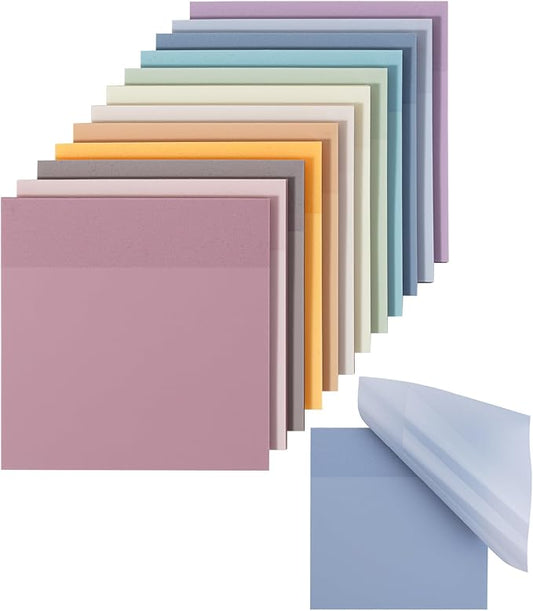 Mr. Pen- Transparent Sticky Notes, 3" x 3", 12 Pads, 600 Sheets, See Through Self-Adhesive Notes for Bible Journaling and Studying, Water-Resistant, Easy to Peel, Clean Removal