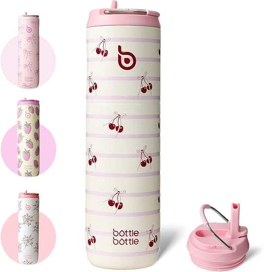 BOTTLE BOTTLE Insulated Water Bottle 24oz with Straw Lid and Handle Sports | for Travel Gym school,Stainless Steel Water Bottles,Double-Wall,Vacuum Metal,Leak Proof,BPA-Free