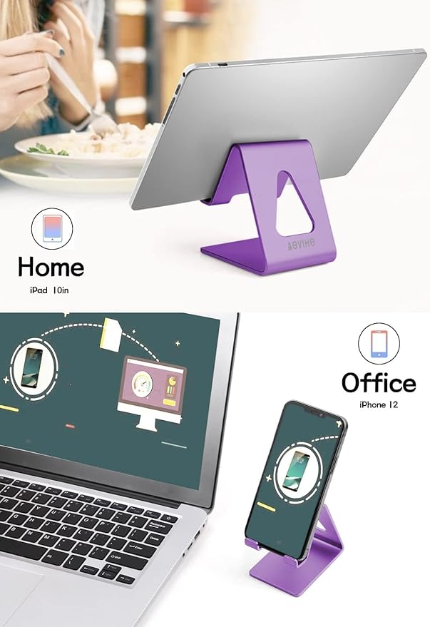 Aoviho Cell Phone Stand for Desk, Aluminum Phone Holder for iPhone 17 16 15 Pro Max, Samsung Galaxy, Stable Office Desk Accessories,Hands Free Stand for Office Home,Purple