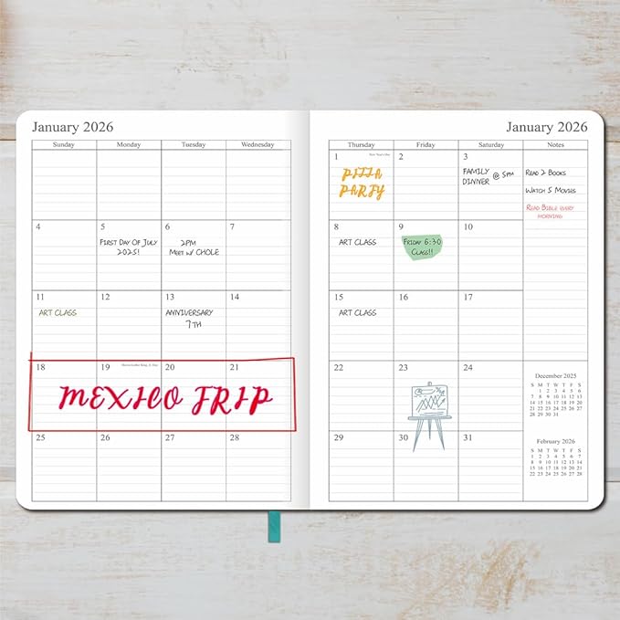 2026 Planner - Weekly and Monthly Planner, Jan 2026 - Dec 2026, Vegan Leather Cover, Elastic Closure, 8.5"x11", Teal