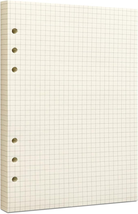 A5 Grid Filler Paper, 6-Hole Punched, 100GSM Graph Rule Paper/Quad Rule Filler Paper/Planner Inserts for Planners, Painting, and Bullet Journals,80 Sheets/160 Pages