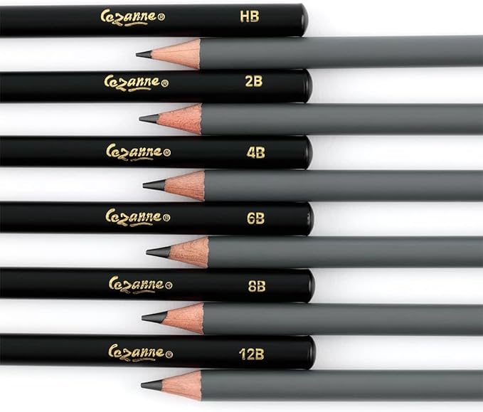 Cezanne Graphite Drawing Pencils Set - Assorted Set of 6 Break-Resistant Graphite Lead, Easy-to-Sharpen Sketch Pencils, Master Artist Quality Graphite Pencils for Technical and Artistic Drawing