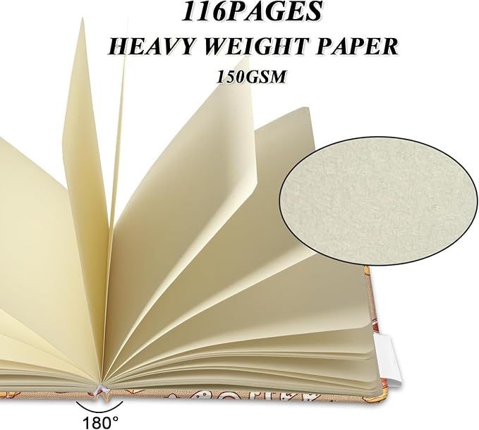 5" x 5" Hardcover Sketch Book,Small Mixed Media Sketch Pad,58 Sheets 150GSM Acid-Free Artist Drawing Paper,Travel Journal Blank Notebook for Adults Painting,Illustration,Art Supplies.Afternoon Tea