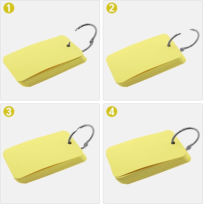 300 Pcs Index Cards with Ring, 2" x 3.5" Yellow Blank Flashcards for Studying, Vocabulary, Memos, Bookmark,Greetings (Yellow)