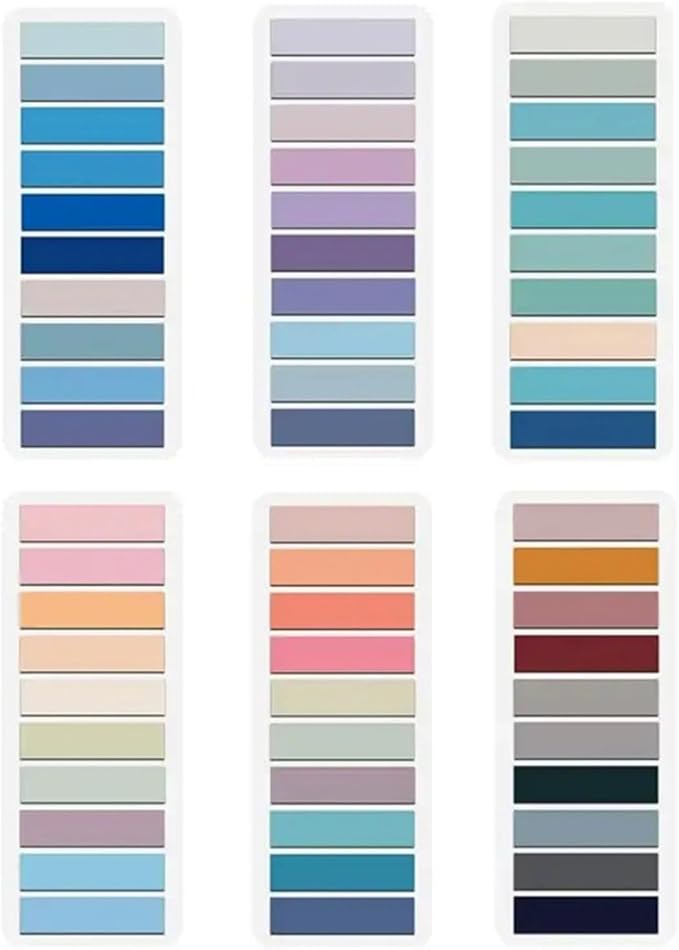 Lysas 1200pcs Page Markers, Morandi Sticky Note Tabs Colored Translucent Writable and Repositionable Book Flags Tabs Strip Index Page Tabs