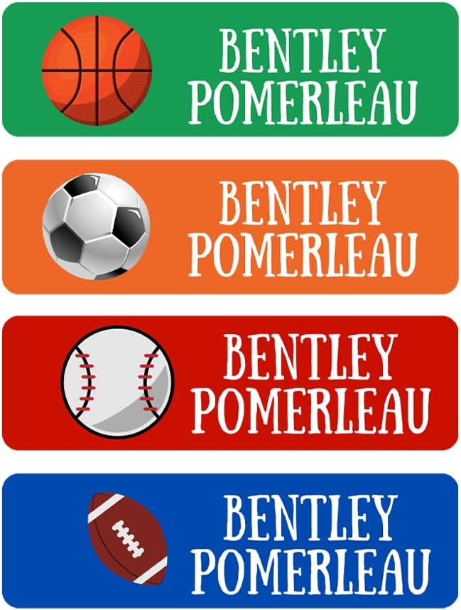 128 Custom Waterproof Dishwasher Safe Kid Name Labels for Daycare, School Supply, Baby Bottles, Lunch Boxes and Cups, Travel. Cute Personalized Design Name Stickers (Pattern 4)