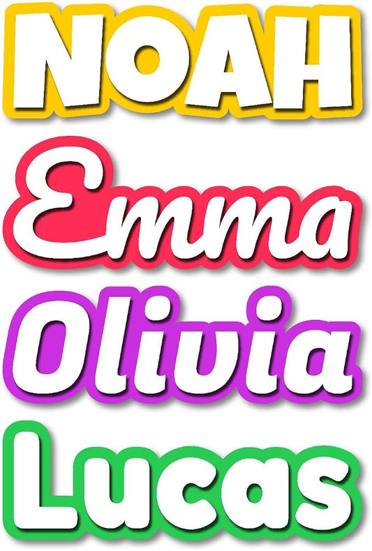 Custom Name Stickers 5-Pack 1" for Water Bottles | Waterproof Personalized Vinyl Name Labels for Laptops, Cups, Daycare and School; Auto-Adjusting Length, Residue-Free Removal